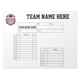 Bloco De Notas American Football Lineup Cards