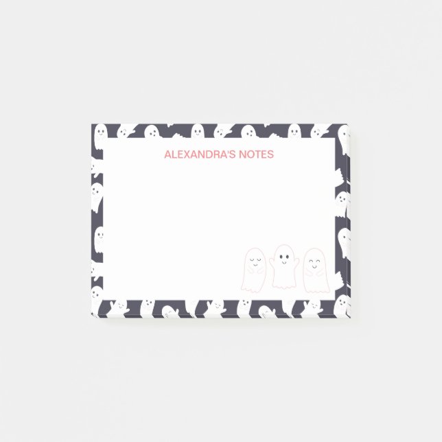 Bloco De Notas Amigo Fantasmas Padrão de Halloween (Frente)