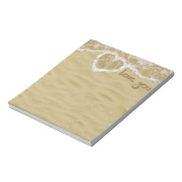 Bloco De Notas "Amo-te" Coração escrito em Areia