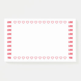 Bloco De Notas Amo-Te Corações Vermelhos Modelo de Nota Romântica