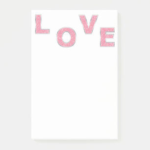 Bloco De Notas Amor com brilho rosa