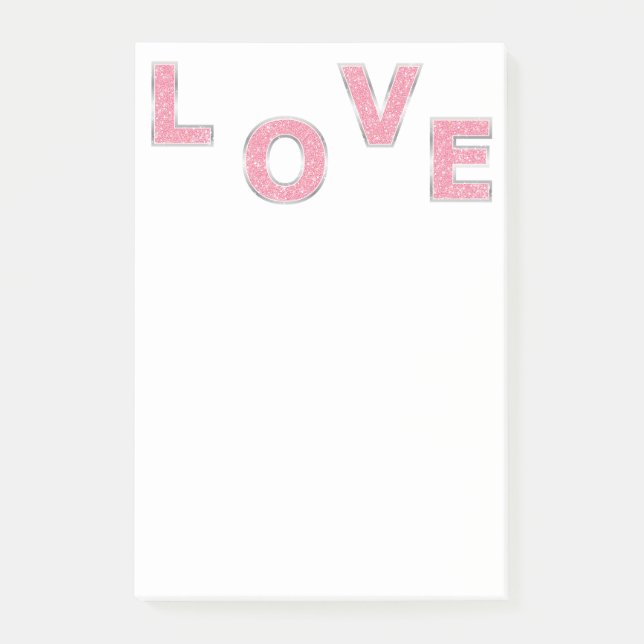 Bloco De Notas Amor com brilho rosa (Frente)