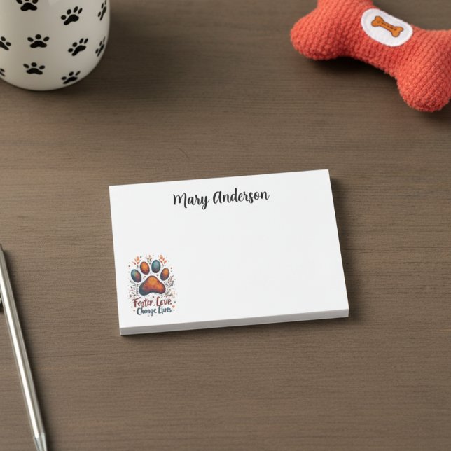 Bloco de Notas Amor de Lar - Presente de Resgate d (Pet Foster Supporter Personalized Post It Note)
