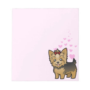 Bloco De Notas Amor do yorkshire terrier (cabelo curto com arco)