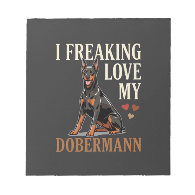 Bloco De Notas Amor Dobermann Amante de Cachorro (Frente)