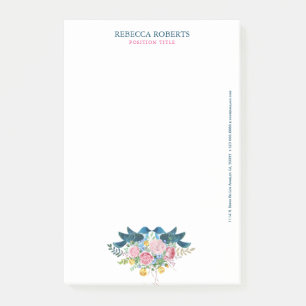 Bloco De Notas Amor pássaros flores buquê