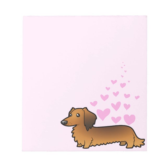 Bloco De Notas Amor por Dachshund (pelo longo) (Frente)