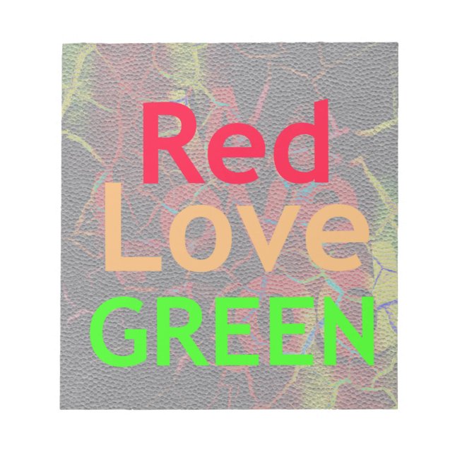 BLOCO DE NOTAS AMOR VERMELHO OURO VERDE (Frente)