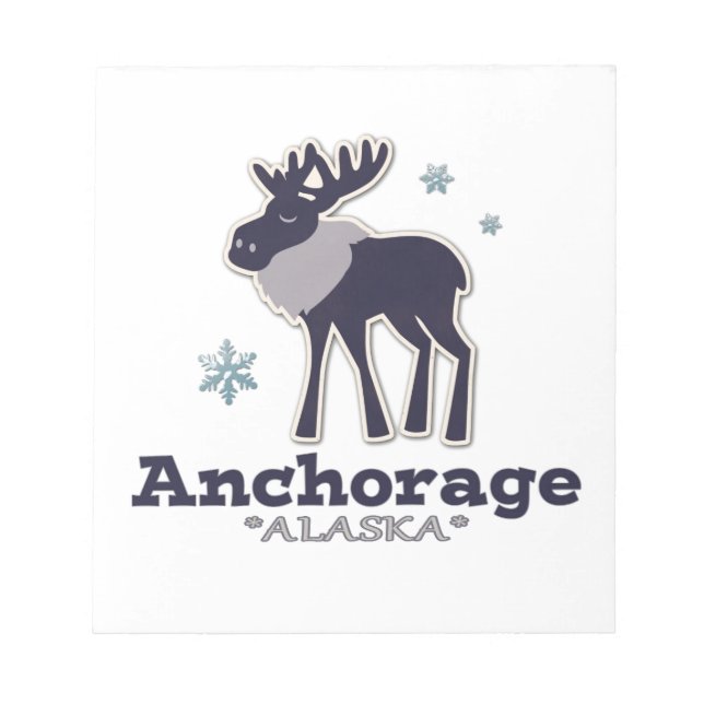 Bloco De Notas Anchorage Alaska Blue Moose Winter (Frente)