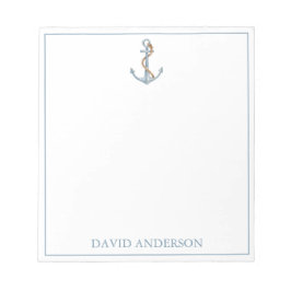 Bloco De Notas Âncora Azul Vintage com Corda Personalizada