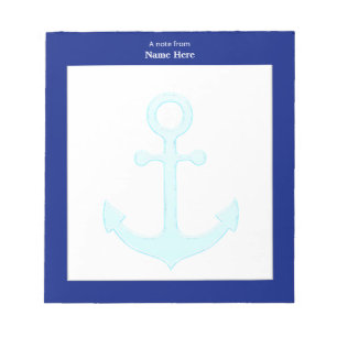 Bloco De Notas Âncora Náutica & Quadro Azul Simples