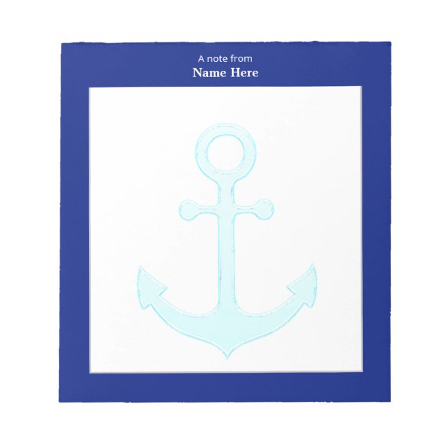 Bloco De Notas Âncora Náutica & Quadro Azul Simples (Frente)