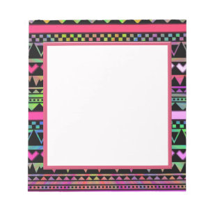 Bloco De Notas Andes Aztec Tribal Native Geométrico Tie Die Neon