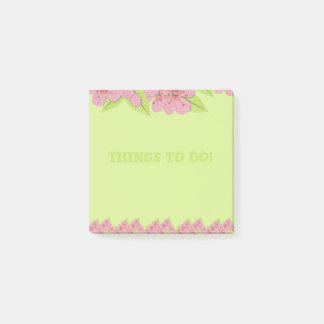 Bloco De Notas Anêmonas Rosa Para Fazer Notas Postes Verdes