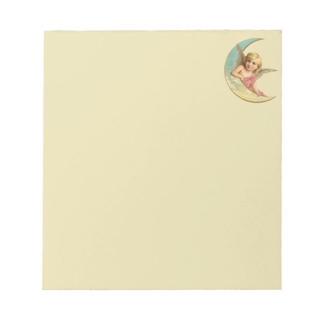 Bloco De Notas Angel sentado em uma imagem da lua crescente (Frente)