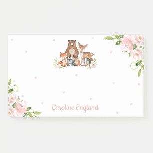Bloco De Notas Animais De Floresta Floral De Blush Chic