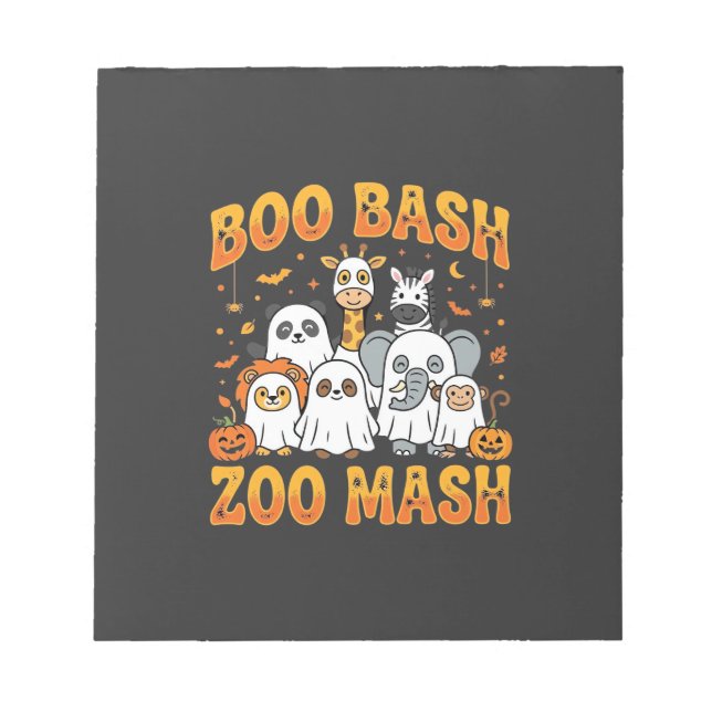 Bloco De Notas Animais do Zoológico no Halloween Boo Bash Zoo Mas (Frente)