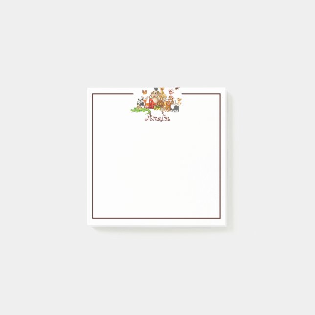 Bloco De Notas Animais personalizados para crianças (Frente)