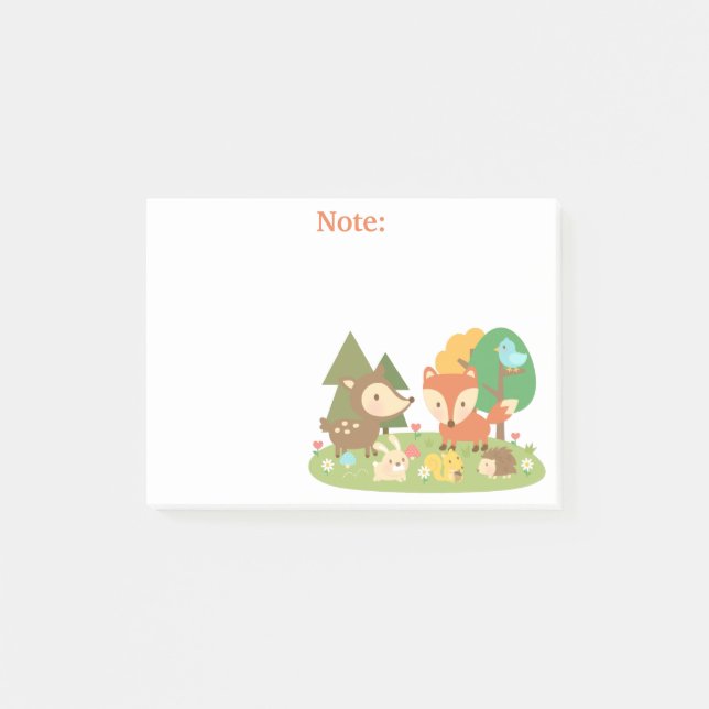 Bloco De Notas Animal Adorável da Floresta para Crianças (Frente)