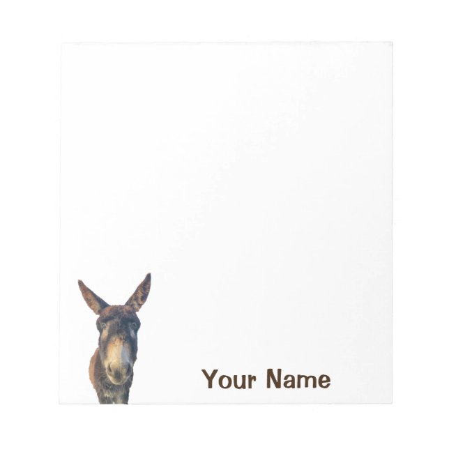 Bloco De Notas Animal de Fazenda Burro sobre Branco  (Frente)