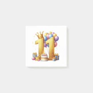Bloco De Notas Aniversário de 11 anos dourado