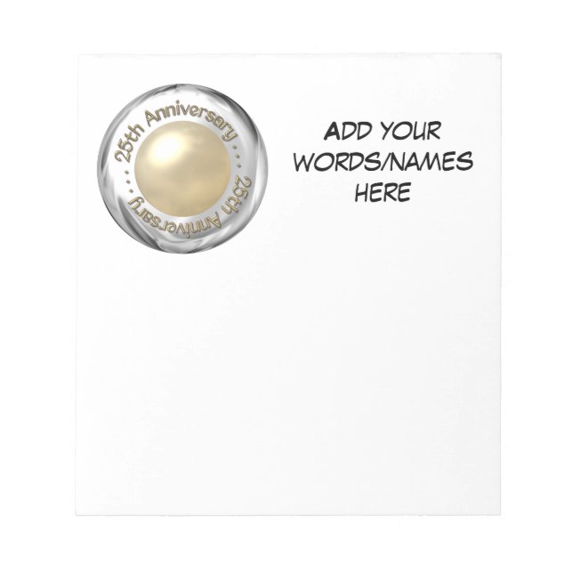 Bloco De Notas Aniversário de 25 ("Prata" e "Pérola" '3-D") (Frente)