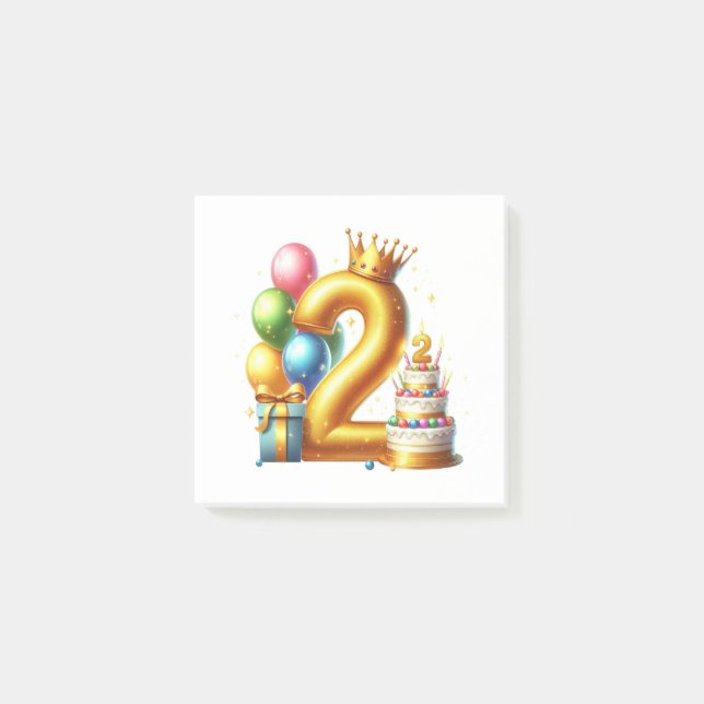 Bloco De Notas Aniversário de 2 anos dourado (Frente)