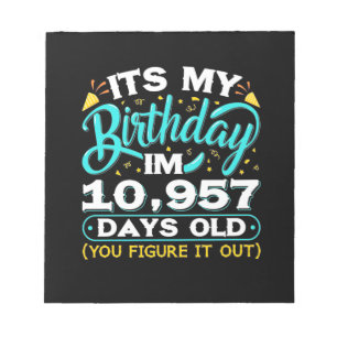 Bloco De Notas Aniversário de 30 anos É O Meu aniversário de
