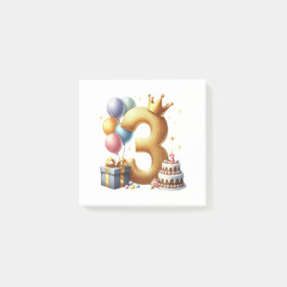 Bloco De Notas Aniversário de 3 anos dourado