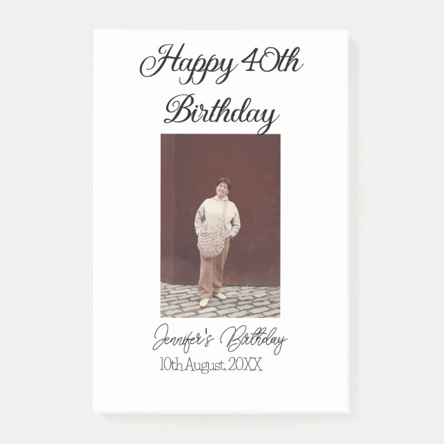 Bloco De Notas Aniversário de 40 anos feliz, simples e simples (Frente)