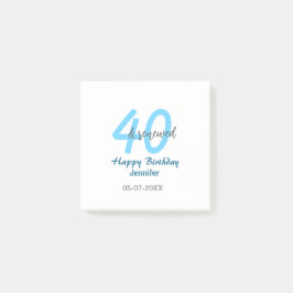 Bloco De Notas aniversário de 40 anos renovado nome data azul núm