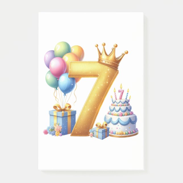 Bloco De Notas Aniversário de 7 anos dourado (Frente)