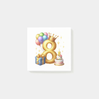 Bloco De Notas Aniversário de 8 anos dourado