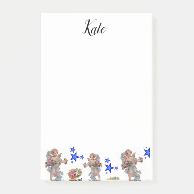 Bloco De Notas Anjos de Post-it Notes Estrelas Azuis (Frente)