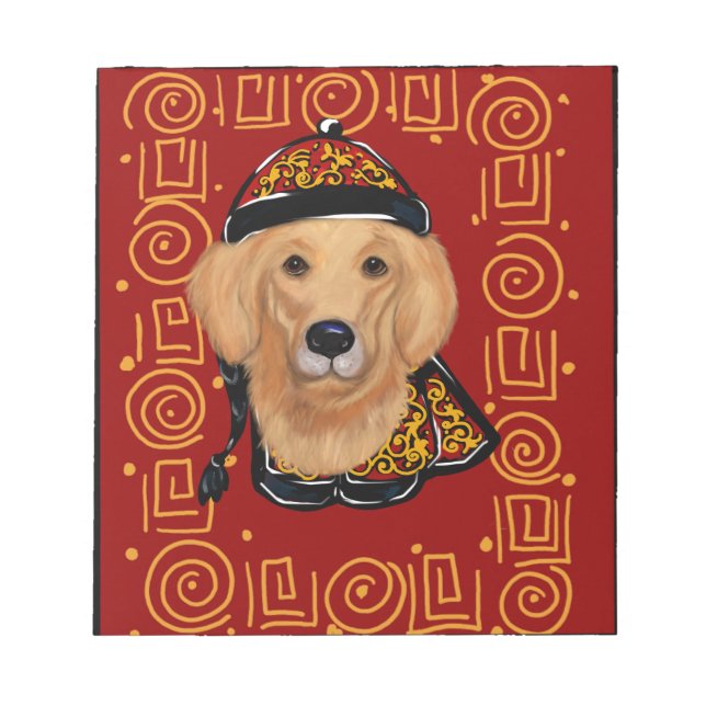 Bloco De Notas Ano do Cão Retriever Dourado (Frente)