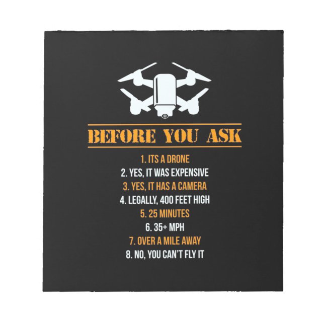 Bloco De Notas Antes De Perguntar Piloto De Drone (Frente)