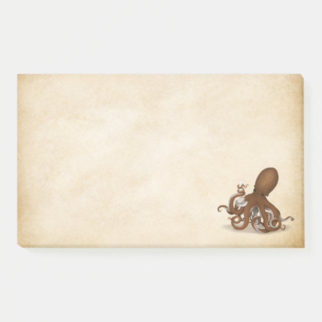 Bloco De Notas Antíca Pergaminho Química Octopus Steampunk (Frente)