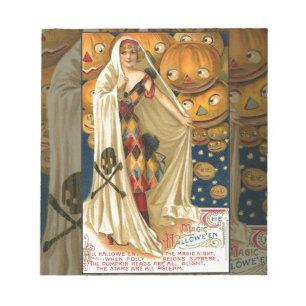 Bloco De Notas Antiquado Halloween Jack O Lanterna