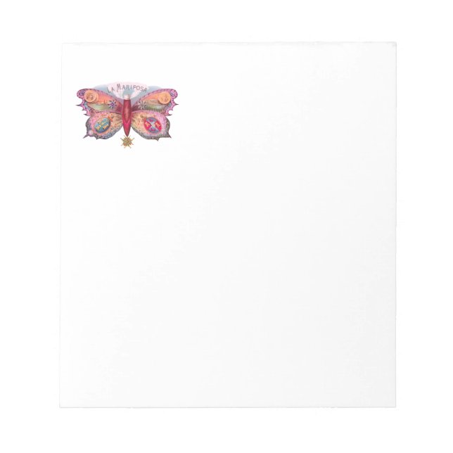 Bloco De Notas Anúncio de pintura antiga de borboleta de charuto (Frente)
