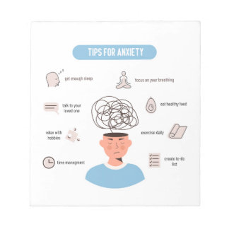 Bloco De Notas Anxiety Tips Minimal Mental Health Art