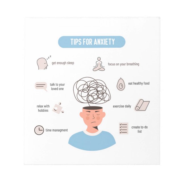 Bloco De Notas Anxiety Tips Minimal Mental Health Art (Frente)