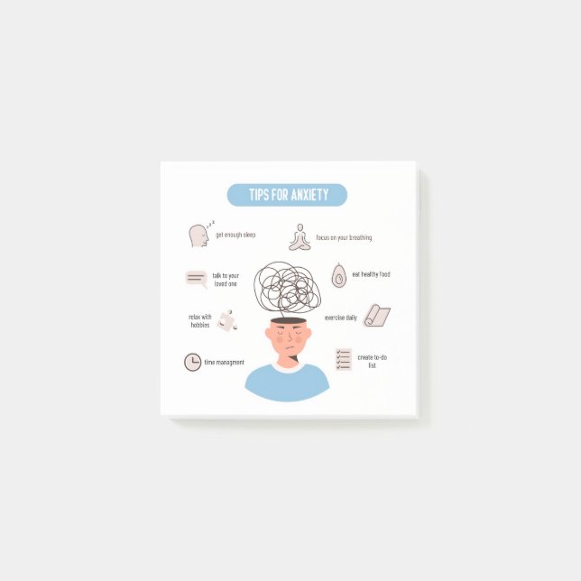 Bloco De Notas Anxiety Tips Minimal Mental Health Art (Frente)