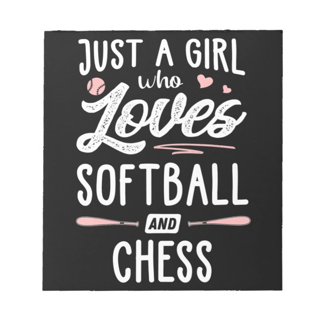 Bloco De Notas Apenas Uma Menina Que Ama Softball E Xadrez. (Frente)