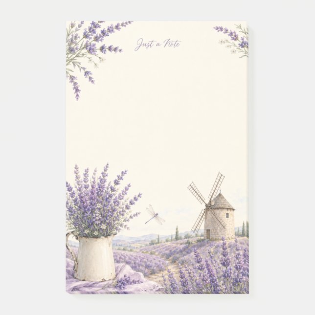 Bloco De Notas Apenas uma Nota Moinho de Vento Lavanda Provença (Frente)