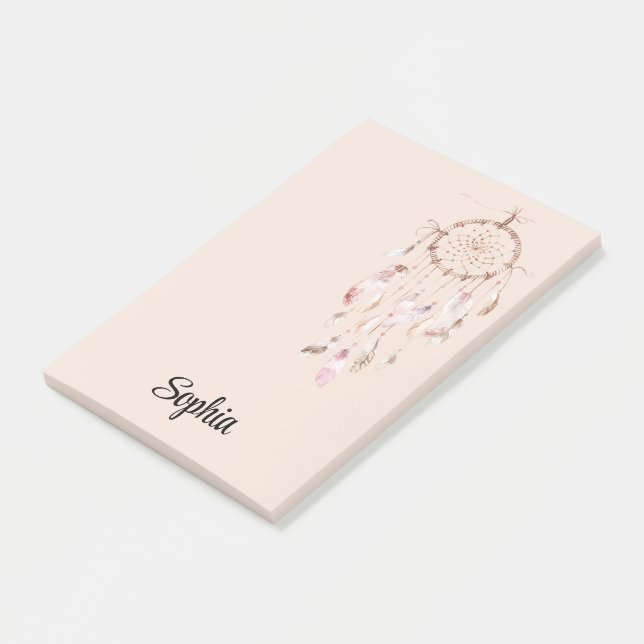 Bloco De Notas Apoiador de Sonhos Rosa Bege (Inclinado)