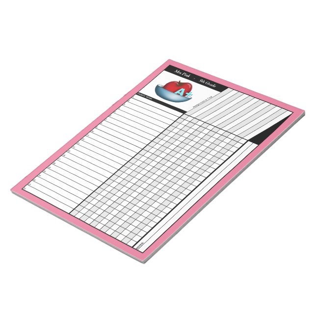 Bloco de notas Apple A+ Pink Teachers Grade (Inclinado)