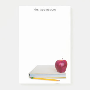 Bloco De Notas Apple com o professor do livro e do lápis nomeia