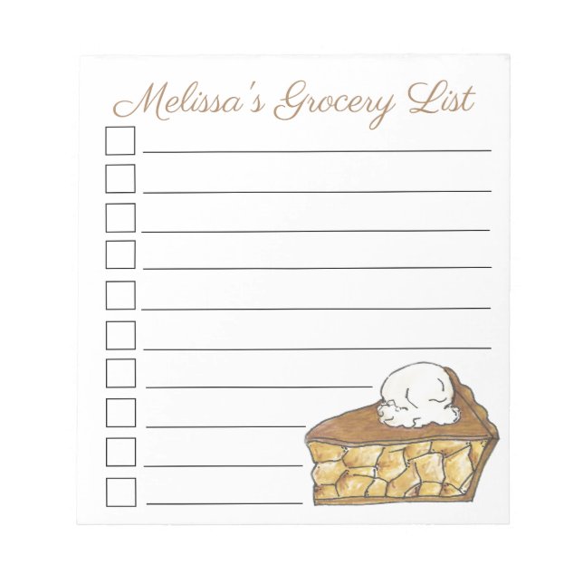 Bloco De Notas Apple Pie a La Mode Personalised GrocerList (Frente)