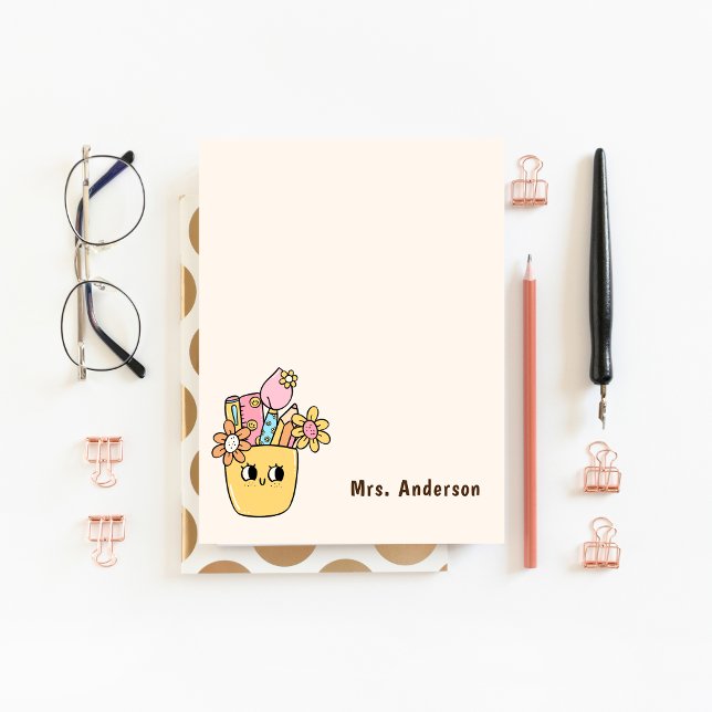 Bloco De Notas Apreciação do Professor Boho Caneta Floral Persona (cute floral boho school supplies custom notepad)