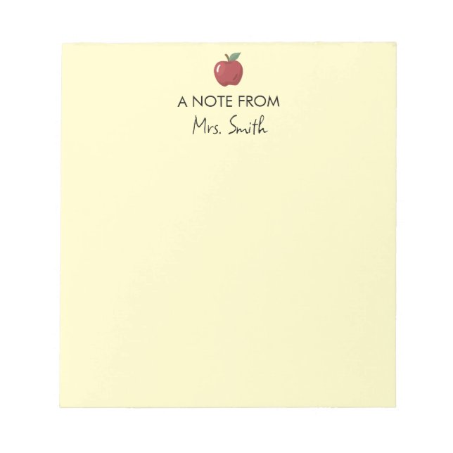 Bloco De Notas Apreciação do Professor de volta à Apple de Abaste (Frente)